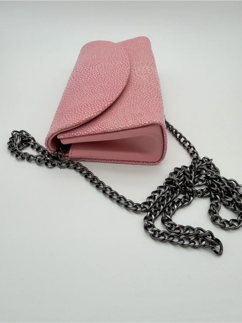J. Markell Pink Baby Grande Stingray Leather Clutch Crossbody